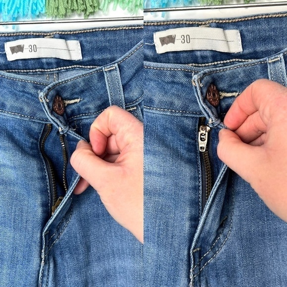 Levi’s High Waisted Medium Wash Blue Ripped Distressed Skinny Jeans Size 30 - Picture 7 of 14